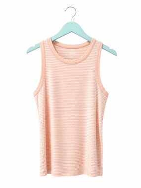 Old Navy Peach White Stripe Rib Knit Tank Top Size S